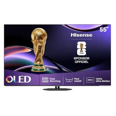 Hisense 55A85Q – TV OLED 4K UHD 55 Pouces (139 cm) – Dalle Native 120Hz, Smart TV VIDAA – Dolby Vision IQ, Dolby Atmos, Mode Jeu Pro (ALLM, VRR 120Hz, FreeSync), HDMI 2.1, Contrôle Vocal