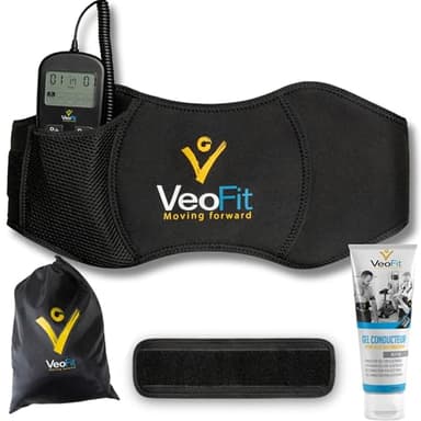 VEOFIT Ceinture Abdominale Electrostimulation et Musculation EMS- Appareil Electrostimulateur Musculaire Abdominaux Homme et Femme - 10 Programmes 99 Intensités - Sans fil, avec gel-Taille maxi 140 cm
