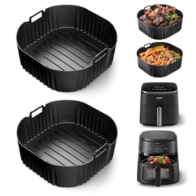 2 Pcs Moule Air Fryer pour Philips 2000 6,2l NA230EU, Réutilisable Plat Air Fryer pour Philips 2000,Silicone Accessoires Air Fryer pour Cosori TurboBlaze 5,5L/6L/6,2L