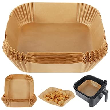 BYKITCHEN Papier Sulfurisé pour Air Fryer Philips Air Fryer Série 2000 4.2L/Moulinex 5L, Papier Cuisson Moule Papier Air Fryer, Barquette/Plat/Accessoires pour Air Fryer(50 Pièces 16.5x20cm)