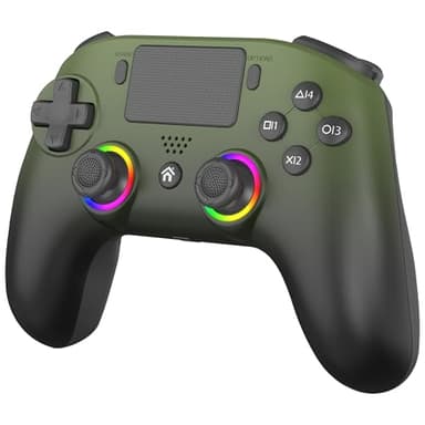 Subsonic - Manette pour PS5 Verte sans Fil avec Palettes et Leds Programmables - Fonction Vibration et Tactile - Manette Gaming Compatible Playstation 5 et PC - Vert