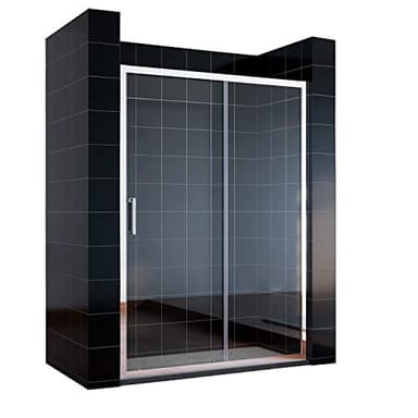 SONNI - Cabine de douche avec porte coulissante de 140 cm, paroi de douche en verre coulissant de 185 cm, paroi de douche en verre transparent, cabine de douche