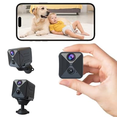 javiscam Mini Camera, WiFi 4K Mini Caméra de Surveillance Interieur/extérieur sans Fil avec Enregistrement Longue Batteries avec Mini Détection Mouvement Vision Nocturne
