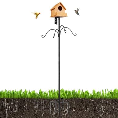 Poteau pour Mangeoire Oiseaux | Support Métal Réglable Hauteur 193 Cm - Support de Nourrissage pour Jardin Terrasse Balcon - Station Météo Jardin Terrasse