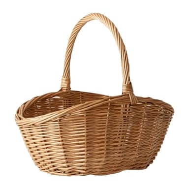 Panier en Osier Naturel de Grande Capacité, Panier de RéColte Pastoral Tissé Conteneur Portable avec PoignéE pour Pique-Nique, Jardin, Cadeaux (Khaki)