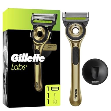 Gillette Labs Rasoir Pour Homme, Avec Barre Exfoliante Édition Champion Gold, Manche Et Cartouche A 5 Lames, A Utiliser Avec Recharges GilletteLabs, Rasage Du Visage Avec Un Confort Incroyable