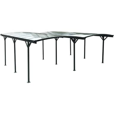 X-METAL Carport Double en Aluminium et Polycarbonate 6mm 30,3m² | Protection Véhicules Anti-UV, Anthracite | Design Moderne avec Kit d'ancrage Inclus et Gouttières