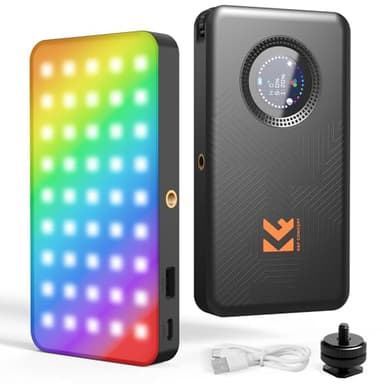 K&F CONCEPT 135 LED RGB Video Light, Batterie 5000mAh intégrée Lumière Photo compacte à intensité Variable pour Appareil Photo Reflex numérique, CRI 96, 2812lux