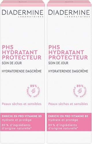 Diadermine Soin de jour hydratant PH5, peaux sèches et sensibles - Le tube de 50ml (Lot de 2)