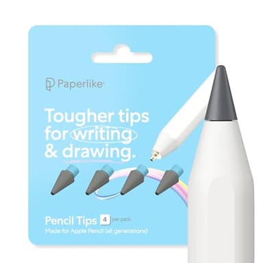 Paperlike Pencil Tips (x4) pour Apple Pencil 1re/2e gén., USB-C & Pro – 10x Plus durables, avec contrôle Subtil sur la Protection d’écran Effet Papier