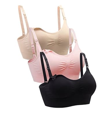 Cimary Soutien-Gorge de maternité sans Couture pour Femmes (Lot de 4) (M/L, 3PACK(Black+Beige+Pink)