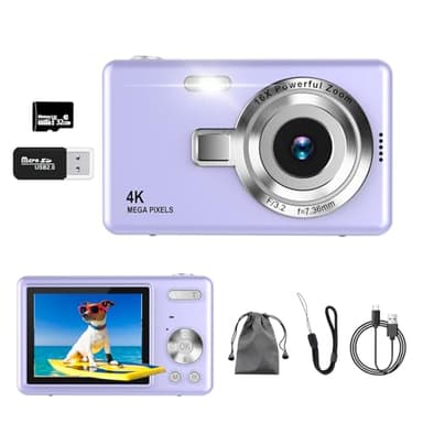 Appareil Photo numérique, autofocus UHD 4K 50 MP pour la Photographie avec Carte SD 32 Go, Zoom 16X, Anti-tremblement, Appareil Photo numérique Compact pour Enfants, Adolescents, Adultes, débutants