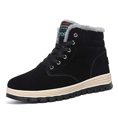 ELIOGN Hommes Hiver Mode Plein Air Chaussures de Sport Décontractées Bottes de Neige Chaussures de Randonnée Noir 42