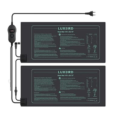 Luxbird Tapis Chauffant pour Plantes avec Thermostat, 2 Tapis Chauffants avec 1 contrôleur pour semis, 30W pour Germination, Contrôle Un à Plusieurs, Étanchéité IP67, 52.7x25.4 cm