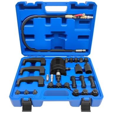 ZKTOOL Kit de 24 pièces d’extracteur pneumatique pour injecteur diesel, kit d’outils de démontage d’injecteur diesel à vibration d’air, avec 19 adaptateurs, connecteurs US et EU et poignée portable
