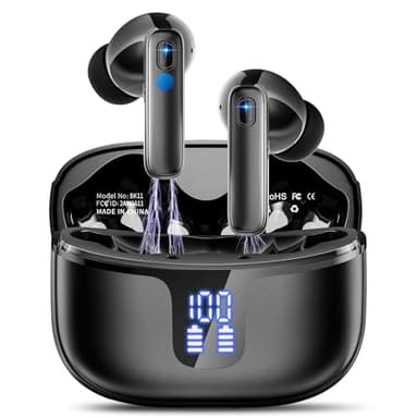 Ecouteurs Bluetooth sans Fil, 2024 Écouteurs Bluetooth 5.3 HiFi Stéréo 4 ENC Appel Réduction Antibruit Mic Écouteur sans Fil 40H Casque Bluetooth avec Écran LED, Étanche IP7 Contrôle Tactile, USB-C