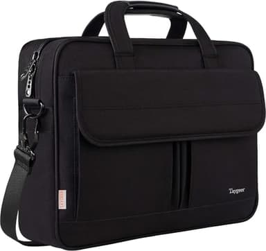 Taygeer Sacoche Ordinateur Portable 15.6 Pouces Imperméable Mallette Pour pc Tablette Cartable Sac à Bandoulière Cadeau pour Hommes Femmes Collège Cours Travail Affaires Voyage Noir