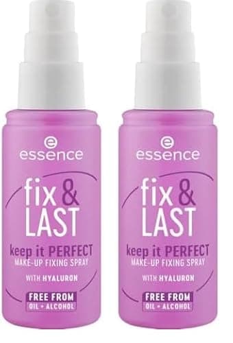 Essence Cosmetics essence fix et LAST keep it PERFECT MAKE-UP FIXING SPRAY spray fixateur, fixant, naturel, sensation de rosée (50ml) (Lot de 2)