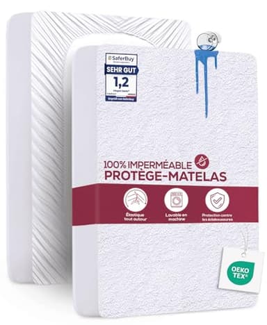 Utopia Bedding Protège Matelas 180 x 200 x 40 cm Imperméable, Certifié Oeko TEX, Alèse Drap Housse, Matelas Couvre, Respirant, Élastique Tout Autour Blanc