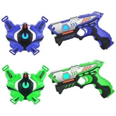 TINOTEEN Jouet de Pistolet, Jeu de Mitrailleur avec Gilets de Combat Jeux pour Les Enfants de 6 7 8 9 10+ Ans Garçons Filles(Vert & Bleu)