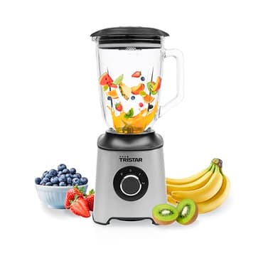 Tristar Blender de Table, Bol en Verre 1,5 L, Moteur 1000 W, Corps en Acier Inoxydable, 2 Vitesses, Facile à Nettoyer, BL-4489