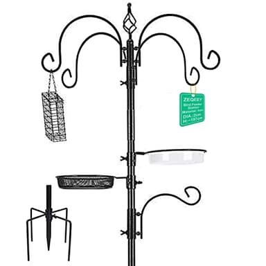 Zeqeey Mangeoire pour Oiseaux en métal Robuste - Kit de Support avec Station d'alimentation Suspendue - pour Attirer Les Oiseaux Sauvages