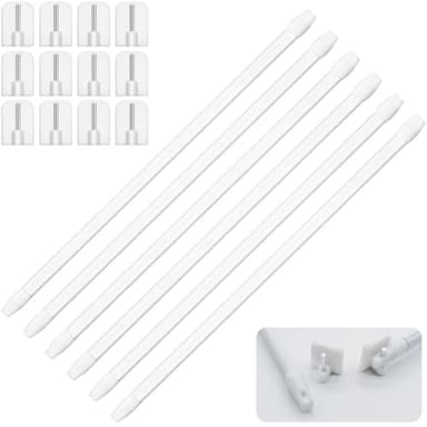 6 Tringles à Rideau Extensibles 30-50cm avec Crochets - Barres de Tension sans Perçage pour Fenêtres Cuisine Salon Douche - Support Adhésif Puissant - Blanc (6 Pièces)