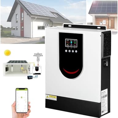 Onduleur Solaire Hybride (1000-10200W), Onduleur à Onde SinusoïDale Pure 12V 24V 48V à Usage Domestique, éCran LCD, avec ContrôLeur De Charge Mppt 40/80/120/160A,DC24V-1500W