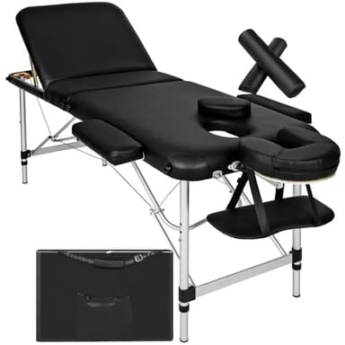 TecTake® Table de Massage Pliante Professionnelle 3 Zones Cadre en Aluminium Table Esthetique Professionnel Lit de Massage Portable à roulettes, Accessoires Inclus