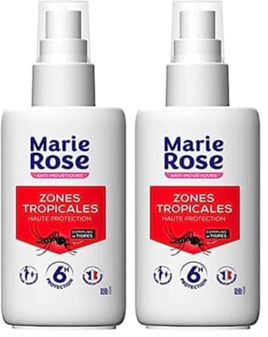 MARIE ROSE - Spray Anti-Moustiques Haute Protection Zones Tropicales - 100ml - Protection Efficace Contre Les Moustiques Tropicaux Et Tigres, Translucide (Lot de 2)