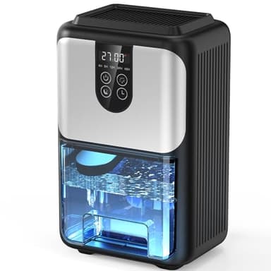 Deshumidificateur d Air 2000ML, Déshumidificateur Electrique Silencieux avec Mode veille, Fonction Dégivrage, Éclairage 7 Couleurs et Minuterie 4-48H Pour Maison Chambre Salle de Bain, 550ML/24H