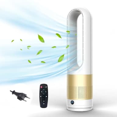 Kouamor 18" Ventilateur Sans Pale, Ventilateur Colonne Silencieux, Ventilateur De Sol Oscillant à 80, Avec Minuterie 8 Heures, TéLéCommande, éConomie D'éNergie, Pour Chambre à Coucher, Bureau (A)