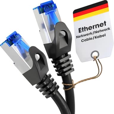 KabelDirekt – 0,25m – Câble Ethernet, Câble Réseau, RJ45/LAN, disponible en 0,25-30m (10Gbps, Vitesse de fibre optique pour les réseaux Gigabit, commutateur, routeur, modem, noir/argent)