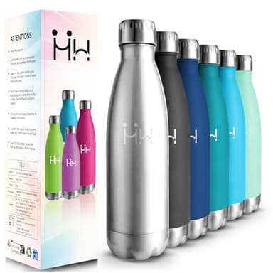 HoneyHolly Gourde Isotherme - 500ML - Gourde Inox sans BPA, Gourde Sport Étanche, Réutilisable, Bouteille Isotherme, Processus de revêtement en Poudre, Gourde Metal pour Running, École, Bureau, Foot