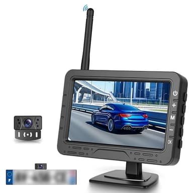 Rimoody Caméra de Recul Sans Fil, 4.3 Pouces HD IPS Moniteur IP69 Imperméable Vision Nocturne, Grand Angle/Aide au Recul/Image Flip Caméra de Recul pour Camping Car Caravane Camions Remorques Coitures