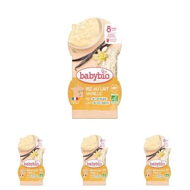 Babybio riz au lait vanille 2x100g (Lot de 4)