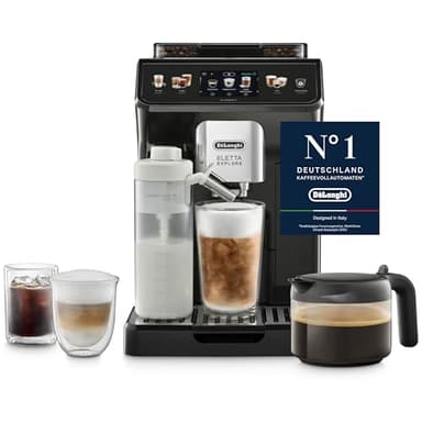 De'Longhi Eletta Explore Cold Brew ECAM452.67.G, Machine à Café Barista avec LatteCrema Hot and Cool, Machine à Espresso, Machine à Café Automatique, Extraction Froide, Pot à Café Inclus, Gris Foncé