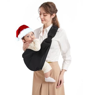 Mumgaroo Écharpe de Portage, Porte Bébé, Naissance Confortable en Coton Pour Nouveau-né Jusqu'à 15 kg, Design respirant et élargi pour plus de confort, pour Bebe de 0 à 36 mois (Noir)
