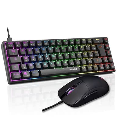 The G-Lab - Combo Titanium - Pack Clavier Gamer & Souris Gaming - Clavier Mecanique 65% Switch Rouge, Souris Gamer 12800 DPI – RGB Custom, Anti-Ghosting Total, Macro Programmable - PC, PS5/4, Xbox