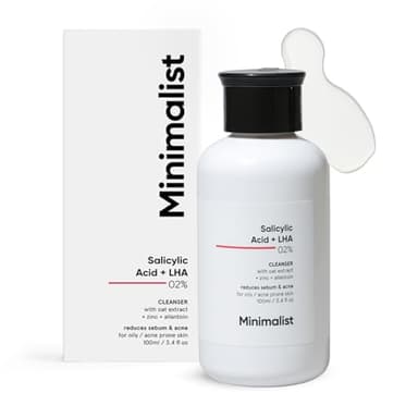 Verem Nettoyant visage minimaliste à 2 % d'acide salicylique pour peaux grasses | Sans sulfate, anti-acné avec Lha et zinc pour l'acné ou les boutons | Homme et femme 100 ml