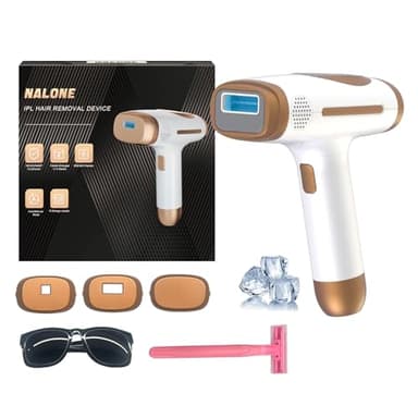 NALONE Épilateur Lumière Pulsée avec Fonction de Refroidissement, 4-en-1 IPL Épilateur Laser sans Douleur, Épilateur à Lumière Pulsée pour Visage, Aisselles, Jambes, Bikini - Hommes et Femmes