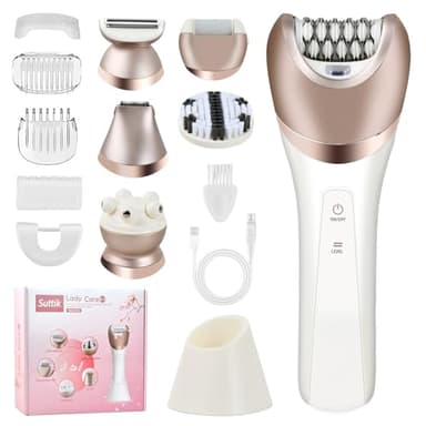 Focenat 6 en 1 Rasoir Electrique Femme, Tondeuse Intime Sans Douleur, Tondeuse Bikini Femme IPX7 Étanche, USB Rechargeable, Épilateur pour Visage, Bras, Jambes, Aisselles