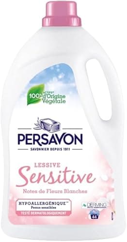 Persavon - Lessive Sensitive, Notes de Fleurs Blanches, Hypoallergénique, Peaux Sensibles, Testé Detmatologiquement - 2000 ml