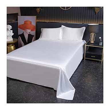 Drap Plat en Satin 120x230cm 180x230cm 230x250cm for 2 Personnes Drap Plane en Microfibre Doux Draps de lit Respirant (Color : Clean White, Size : Flat Sheet 180x230cm)