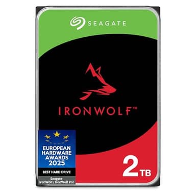 Seagate IronWolf 2To, Disque dur interne NAS HDD, CMR 3.5 Pouces, SATA 6Goit/s 5900 tr/min, 256 Mo de mémoire cache, pour NAS RAID, Ouverture Facile, Services Rescue (ST2000VNZ03)