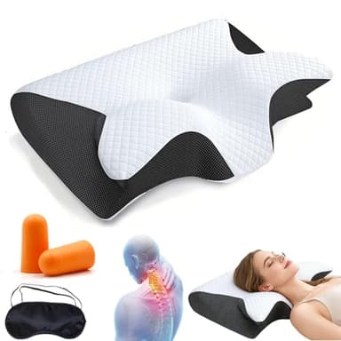 Générique Oreiller Apnée du Sommeil, Oreiller Anti Ronflement et Apnée Positionnelle, Coussin Ergonomique Cervical Mémoire de Forme pour Dormeurs de Côté, de Dos et sur Le Ventre (Noir)