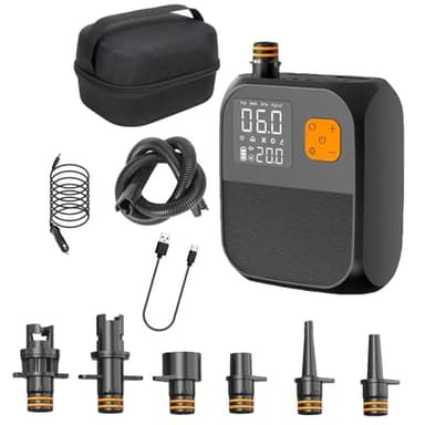 Pompe Paddle Electrique,Pompe à Air Rechargeable 120 l/Min,Pompe à Air Portable Sup,USB Ports LED Lumières,Gonflage à Deux étapes,Convient pour Kayaks,Voiles et Appareils (1PCS)