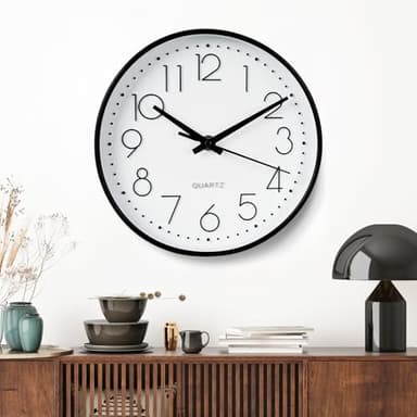 IGUGI 20CM Horloge Murale Silencieuse Ronde, Moderne et Décorative, Facile à Lire pour Chambre, Maison, Cuisine, Bureau
