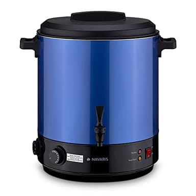 Navaris Stérilisateur à Bocaux Électrique - Machine à Vin Chaud 27L - Distributeur Boissons en INOX - Autocuiseur Minuteur - Bleu métallique