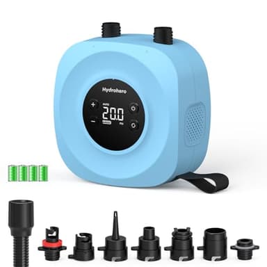Hydrohero Pompe électrique pour Paddle, Sup Haute Pression Rechargeable 20 PSI, gonflage/dégonflage à Double étage, arrêt Automatique pour Planches de Paddle, Kite, tentes, Bateaux (Bleu)